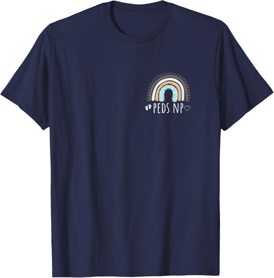 Peds NP Rainbow Monochrome Pediatric Nurse Practitioner PNP T-Shirt - T-Shirt | Navy