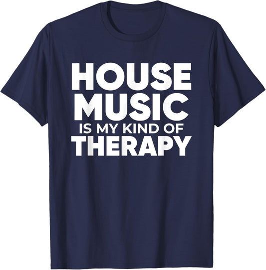 House Music Therapy - EDM DJ Quote Househead T-Shirt - T-Shirt | Navy