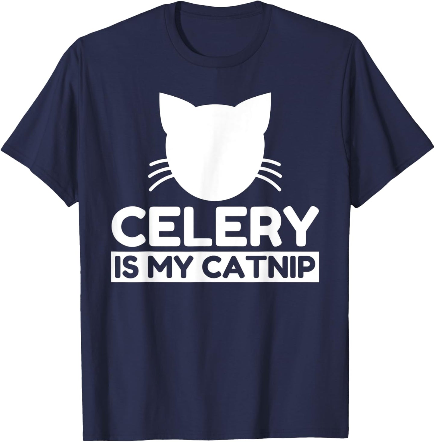 Celery Lover Funny Cute Cat Gifts Men Women Kids T-Shirt - T-Shirt | Navy