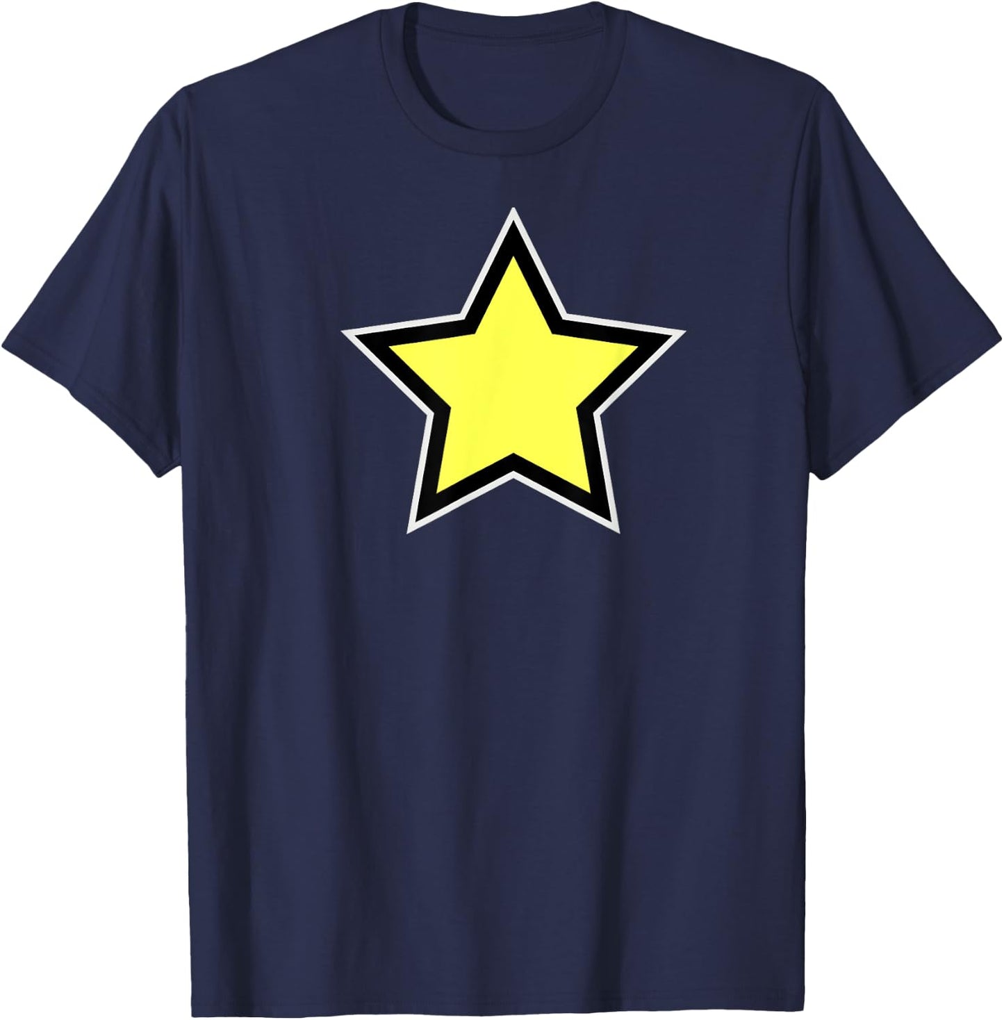 Star Yellow Black White T-Shirt - T-Shirt | Navy