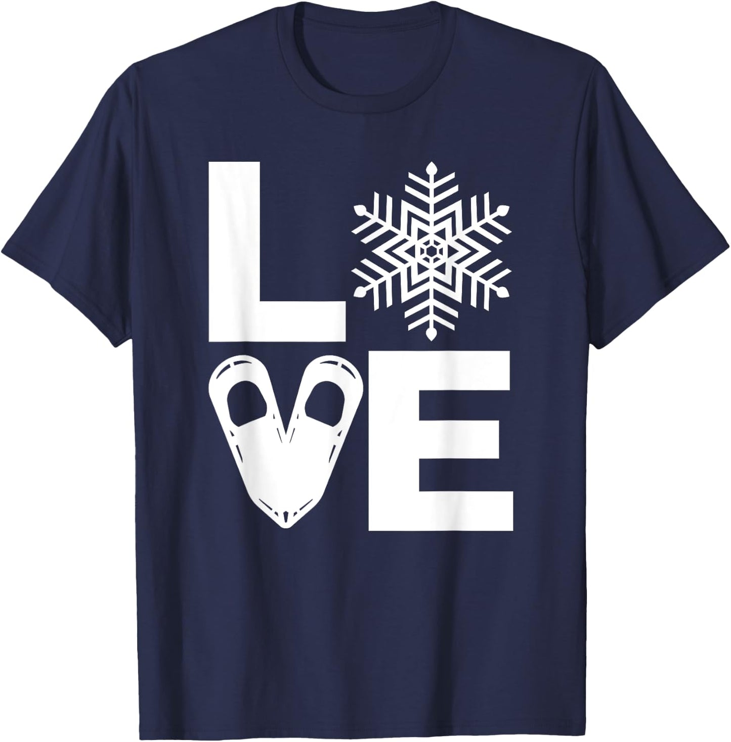 Snowshoe Lover, Snowshoeing Gift, the word LOVE T-Shirt - T-Shirt | Navy