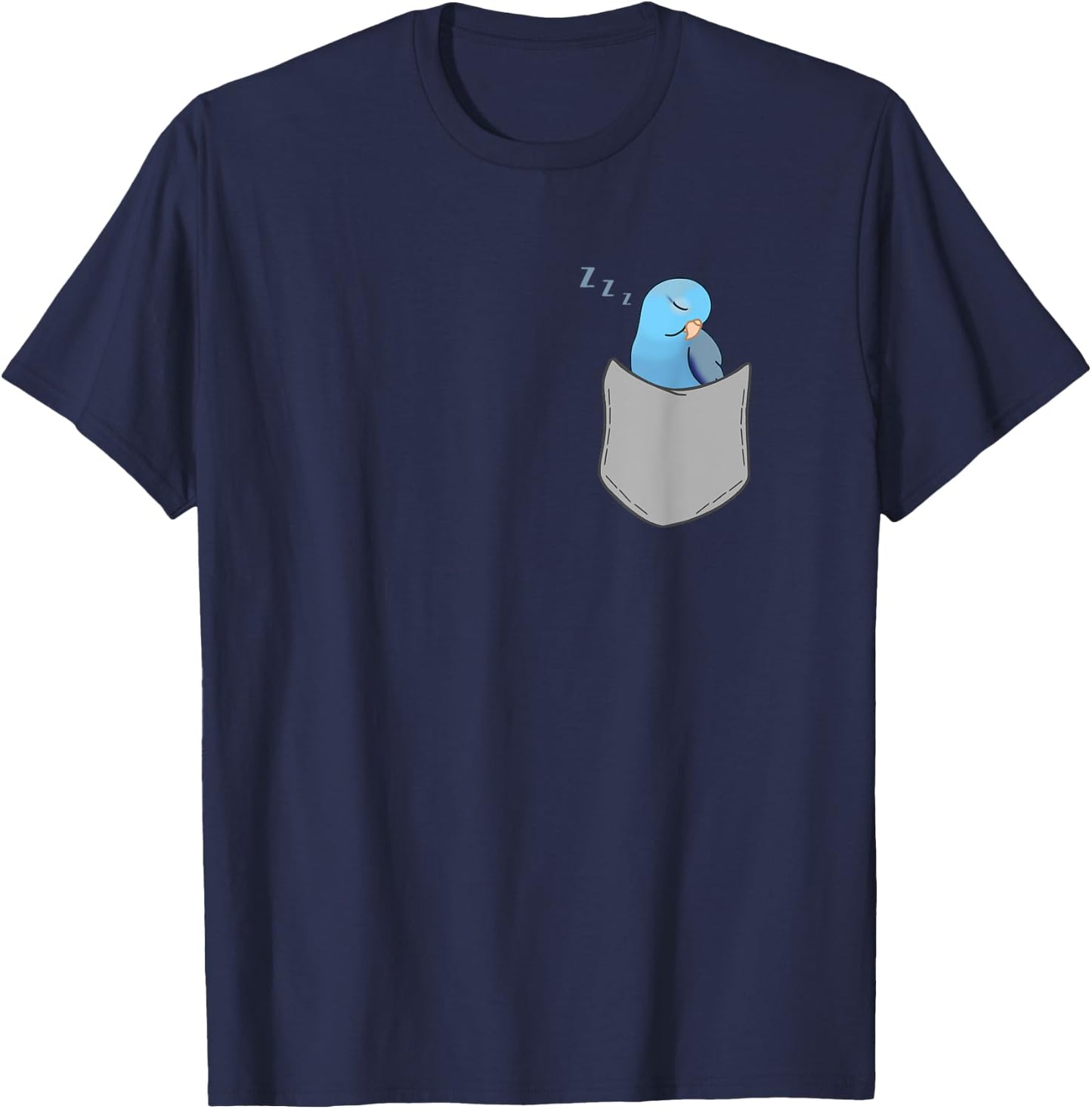 Fake Pocket Blue Parrotlet Sleep Fallow Parrotlet Birb memes T-Shirt - T-Shirt | Navy