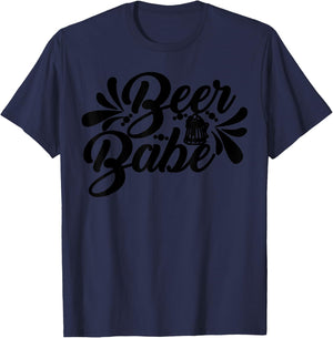 Funny Beer Babe Letter Print Drinking Booze Lover T-Shirt - T-Shirt | Navy
