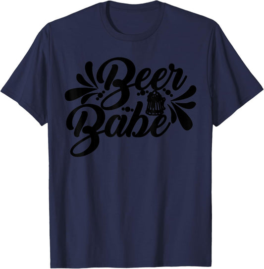 Funny Beer Babe Letter Print Drinking Booze Lover T-Shirt - T-Shirt | Navy