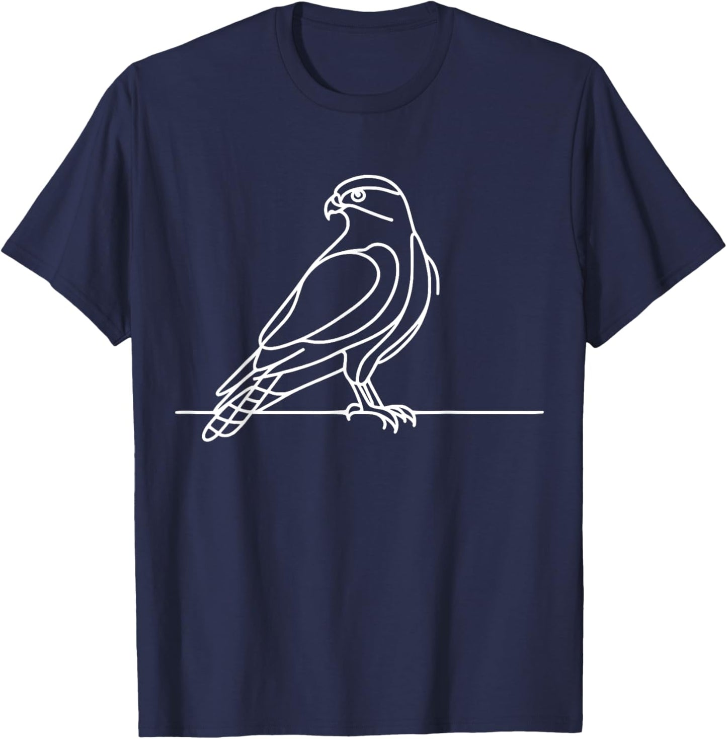 Line Art Bird & Ornithologist Cooper'S Hawk T-Shirt - T-Shirt | Navy