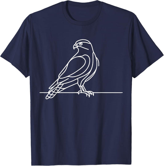 Line Art Bird & Ornithologist Cooper'S Hawk T-Shirt - T-Shirt | Navy