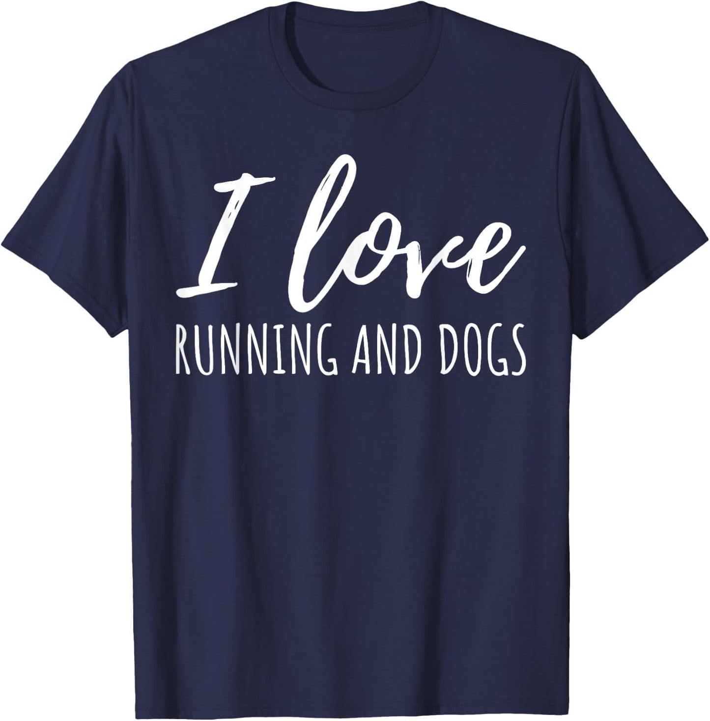 I love running and dogs Gift dog lover women men T-Shirt - T-Shirt | Navy