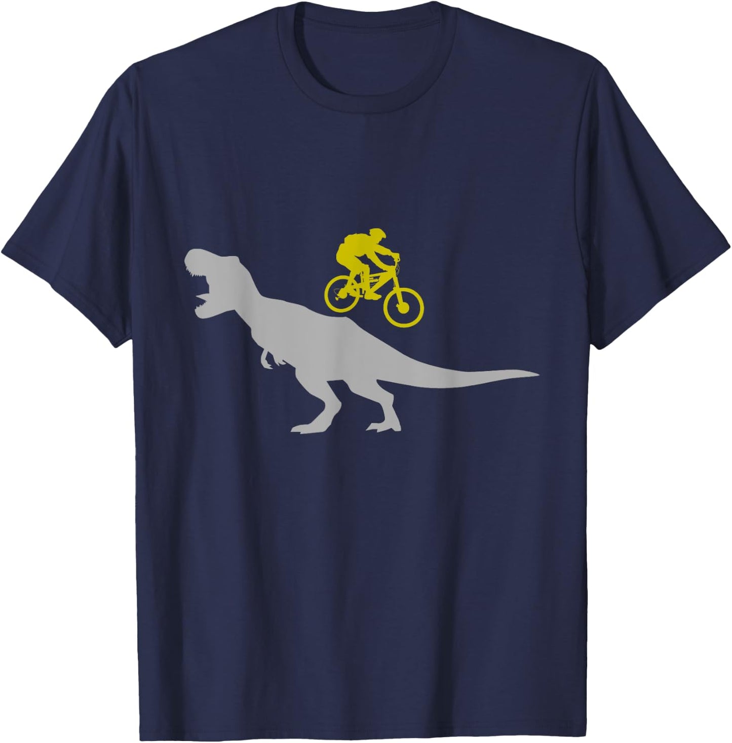 Mountain Bike with T-Rex Dinosaur MTB Mountain Biking T-Shirt - T-Shirt | Navy