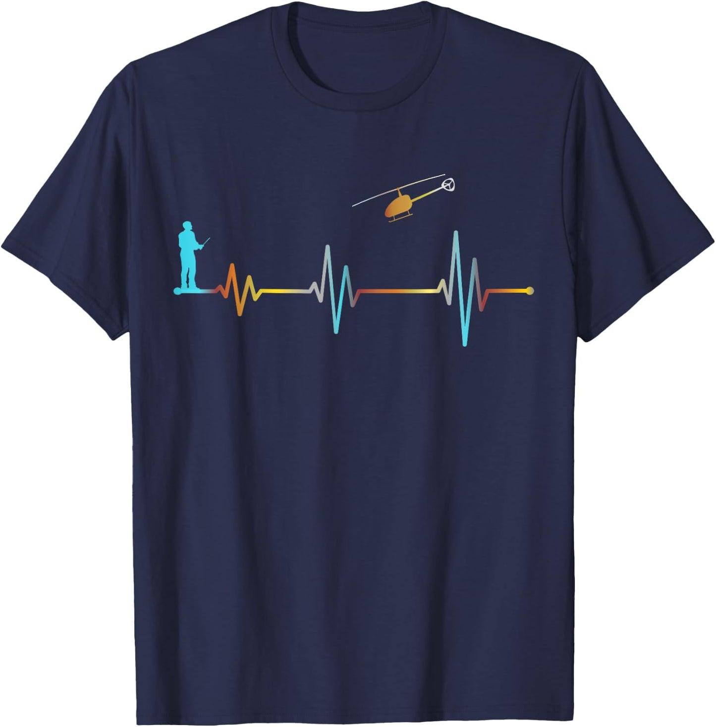 Heartbeat RC Helicopter Heartbeat Helicopter Retro Vintage T-Shirt - T-Shirt | Navy
