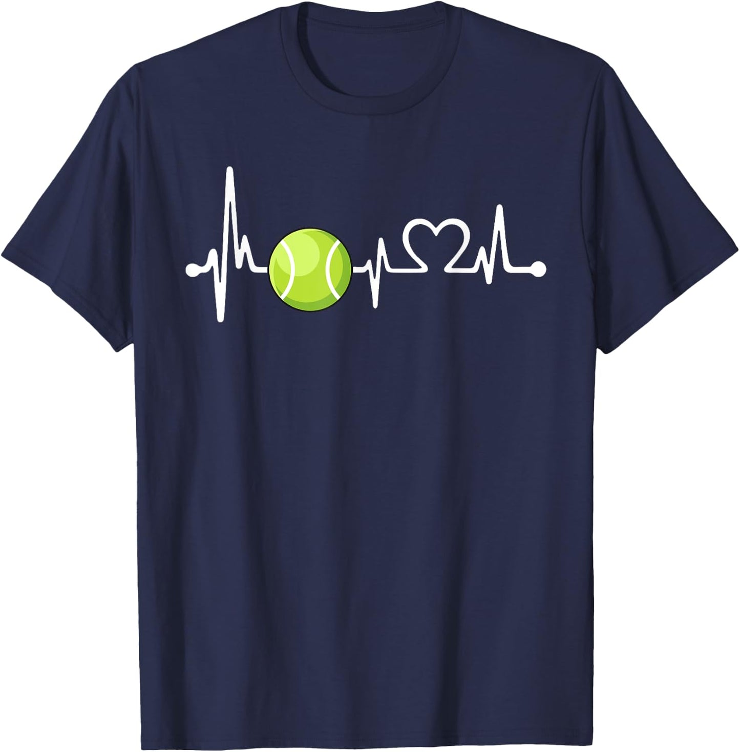 Funny Tennis Coach & Player Gift | Love Tennis Heartbeat T-Shirt - T-Shirt | Navy