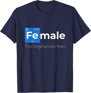Female The Original Iron Woman With Chemical Periodic Table T-Shirt - T-Shirt | Navy