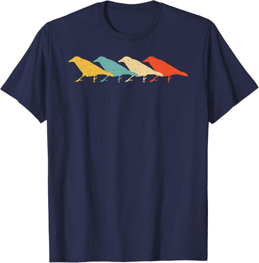 Crow Vintage Retro Raven Bird Lover 60s 70s Gift T-Shirt - T-Shirt | Navy