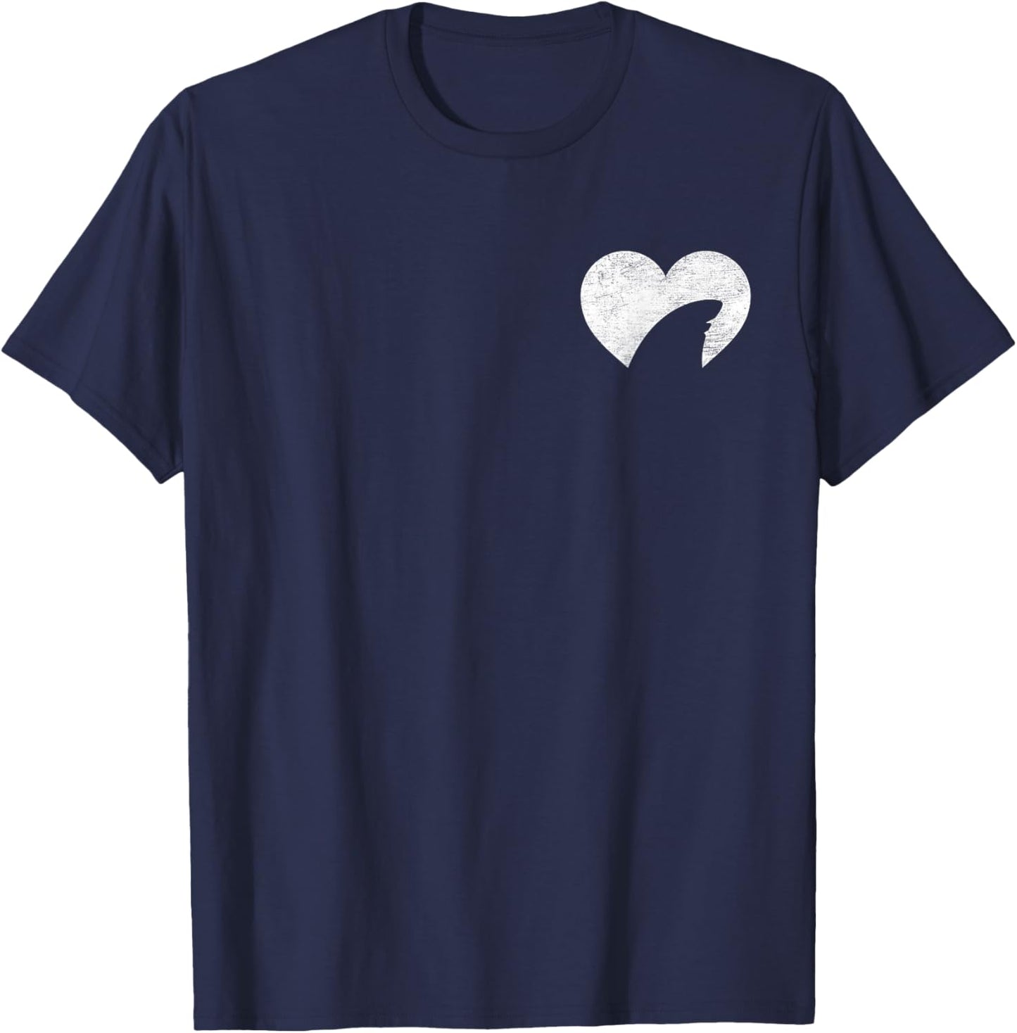 Pocket Heart Small Shark Fin Lover Week Marine Biology Ocean T-Shirt - T-Shirt | Navy