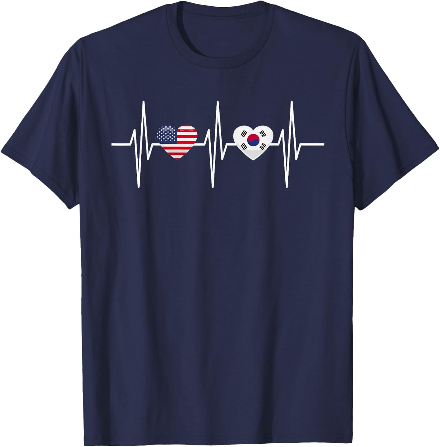USA South Korea Shirt America Republic of Korea Heart Flag T-Shirt - T-Shirt | Navy