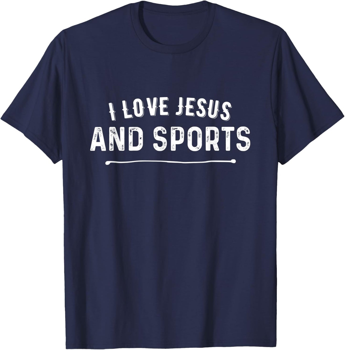 I Love Jesus and Sports Christian Athlete Faith Deluxe T-Shirt - T-Shirt | Navy