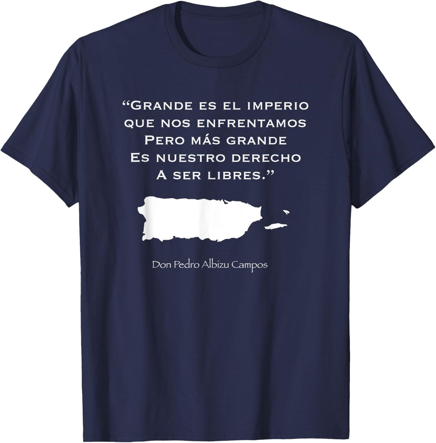 Pedro Albizu Campos Puerto Rico Boricua Short Sleeve T-Shirt - T-Shirt | Navy