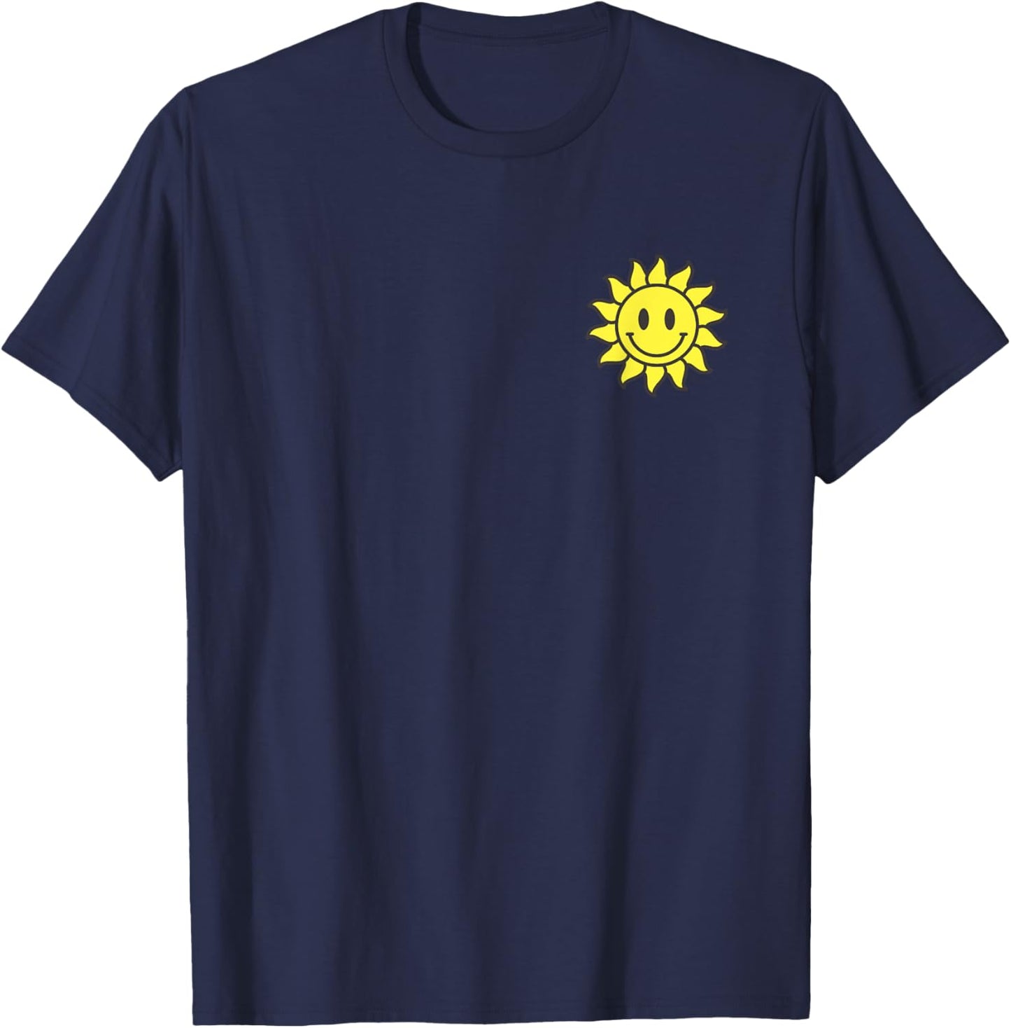 Retro Happy Face Sun Minimalist Smile Sunshine Pocket Logo Women Kids T-Shirt - T-Shirt | Navy