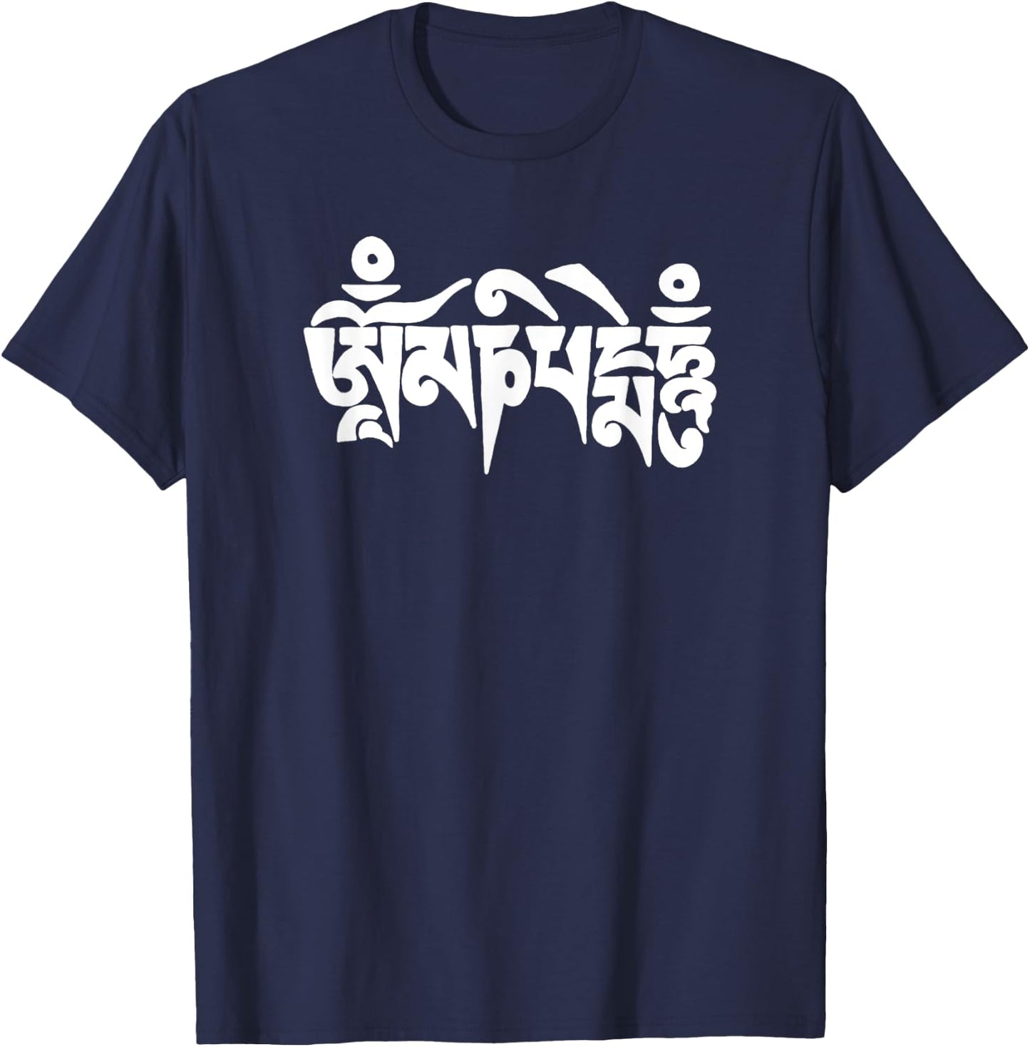 Sanskrit Om Mani Padme Hum T-Shirt - T-Shirt | Navy