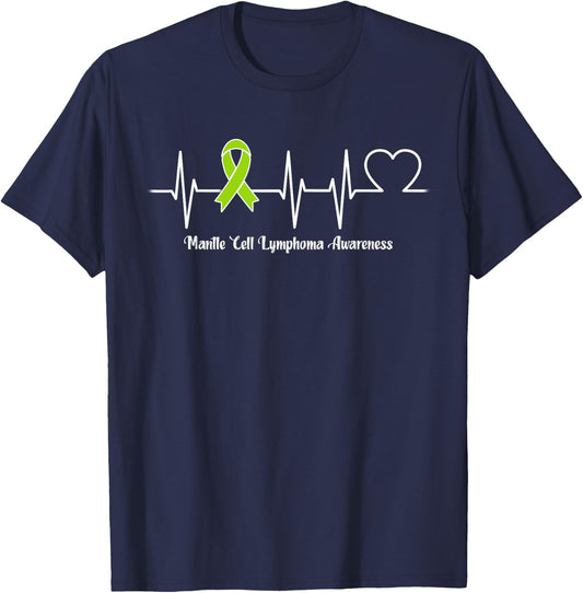Heartbeat Mantle Cell Lymphoma Warrior T-Shirt - T-Shirt | Navy