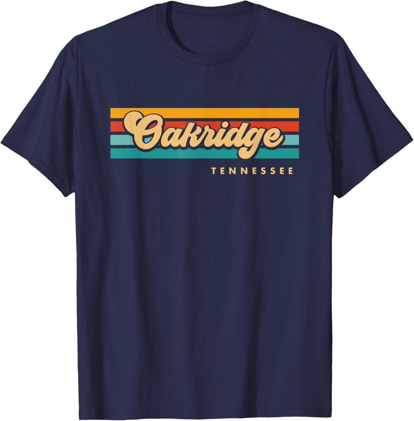 Vintage Sunset Stripes Oakridge, Tennessee T-Shirt - T-Shirt | Navy