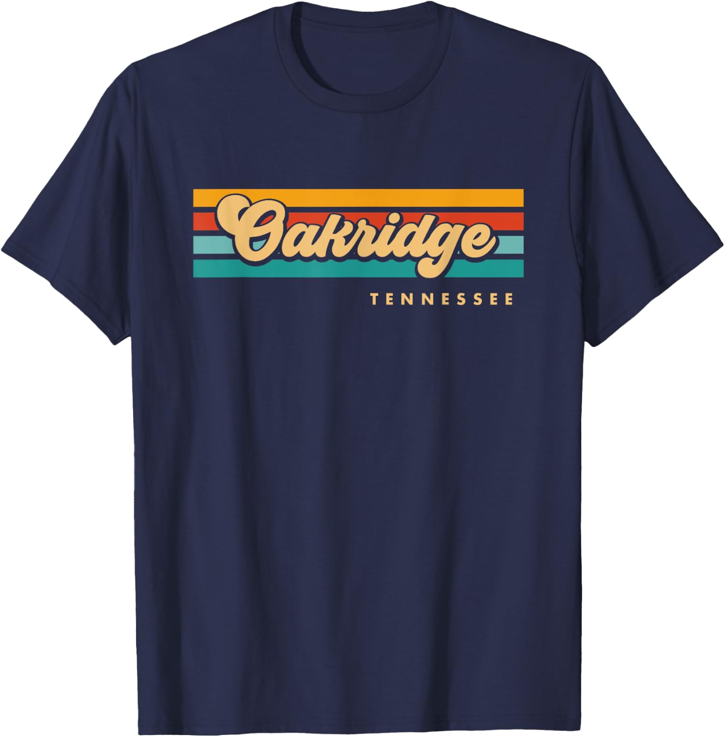 Vintage Sunset Stripes Oakridge, Tennessee T-Shirt - T-Shirt | Navy