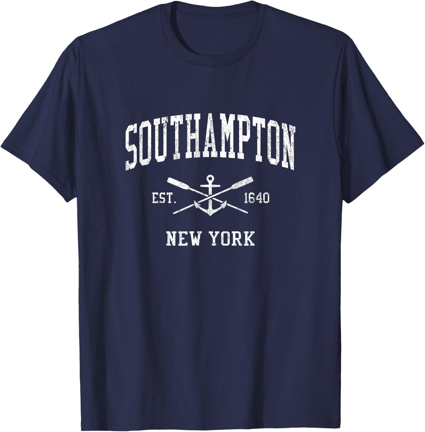 Southampton NY Vintage Crossed Oars & Boat Anchor Sports T-Shirt - T-Shirt | Navy