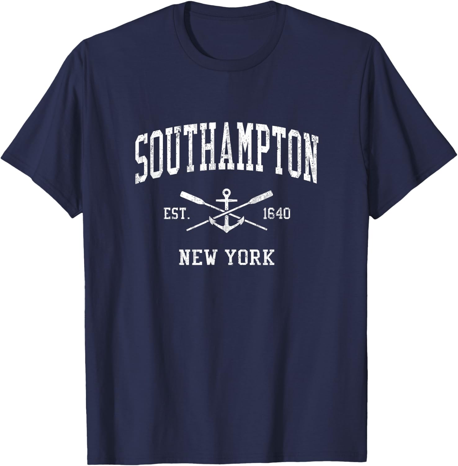 Southampton NY Vintage Crossed Oars & Boat Anchor Sports T-Shirt - T-Shirt | Navy