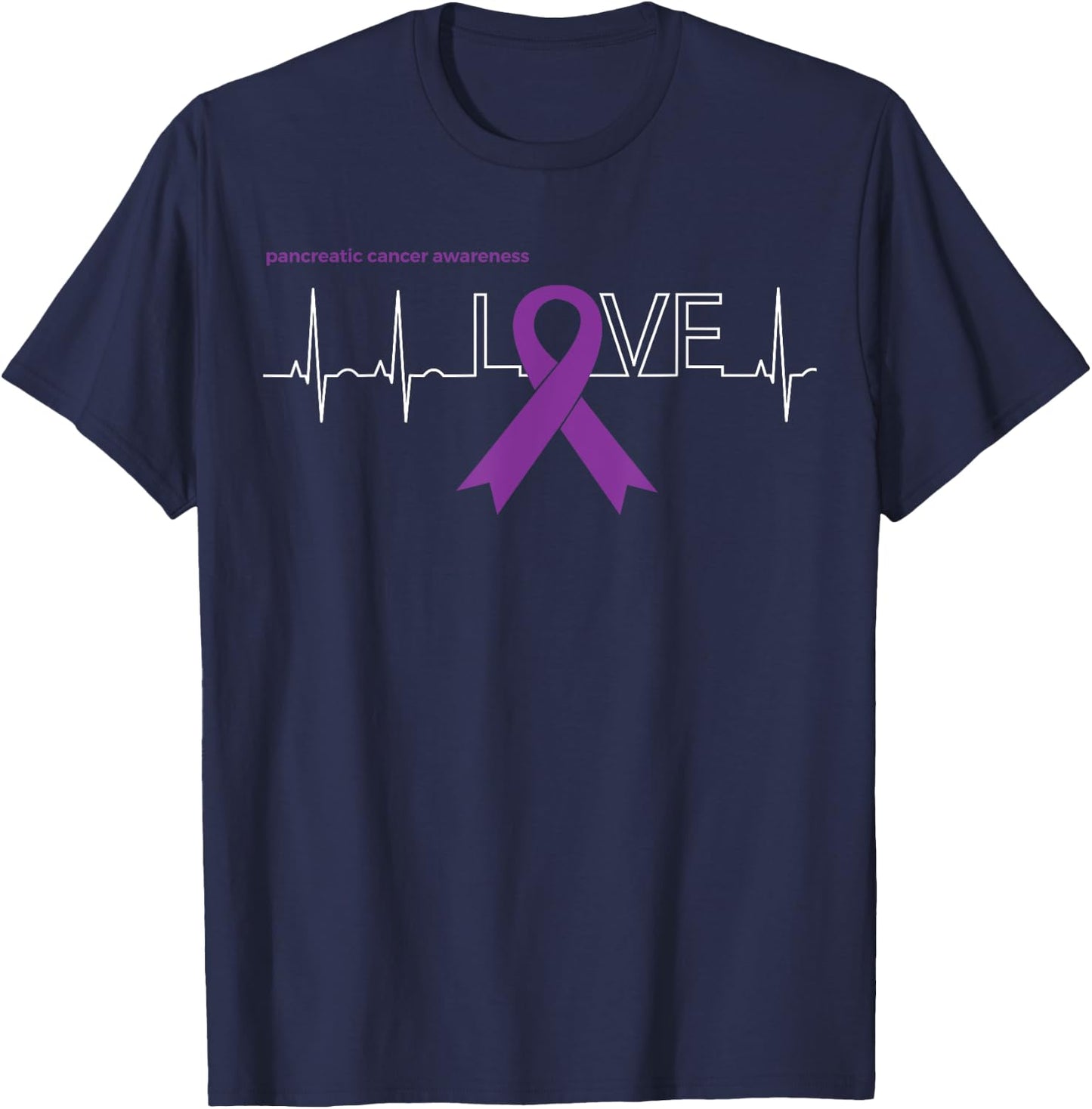 LOVE Ribbon Products Shirts for Pancreatic Cancer Awareness T-Shirt - T-Shirt | Navy