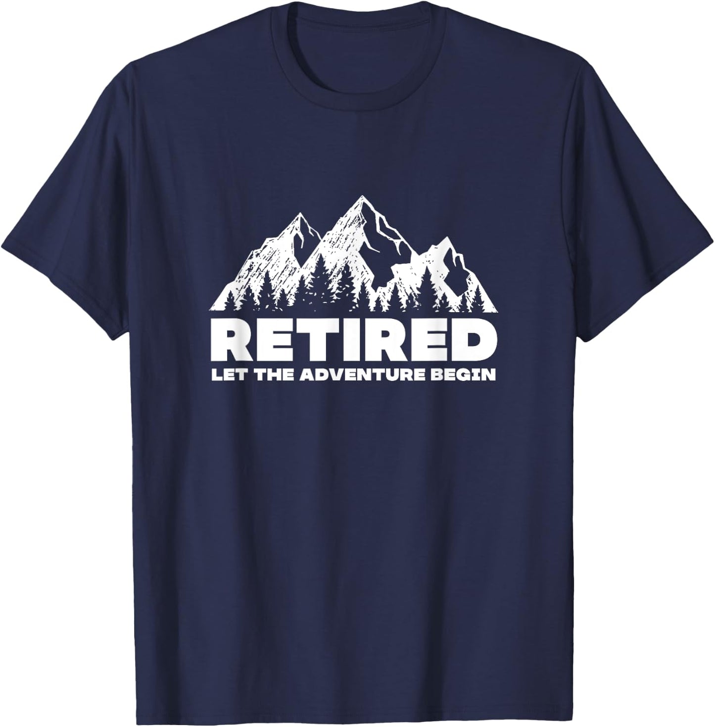 Retired Let The Adventure Begin Mountain T-Shirt - T-Shirt | Navy