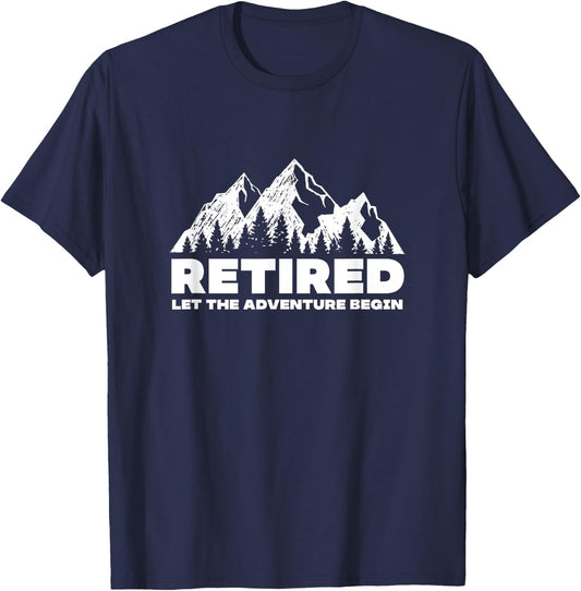 Retired Let The Adventure Begin Mountain T-Shirt - T-Shirt | Navy