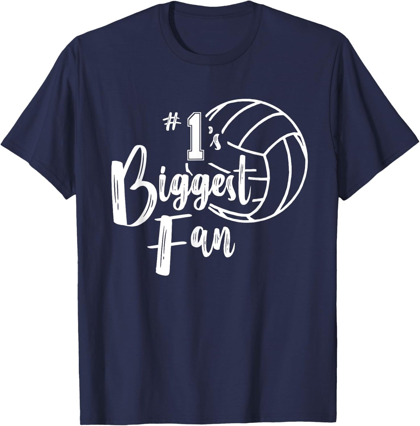 Number One 1 Biggest Fan Shirt Volleyball Mom Volleyball Dad T-Shirt - T-Shirt | Navy