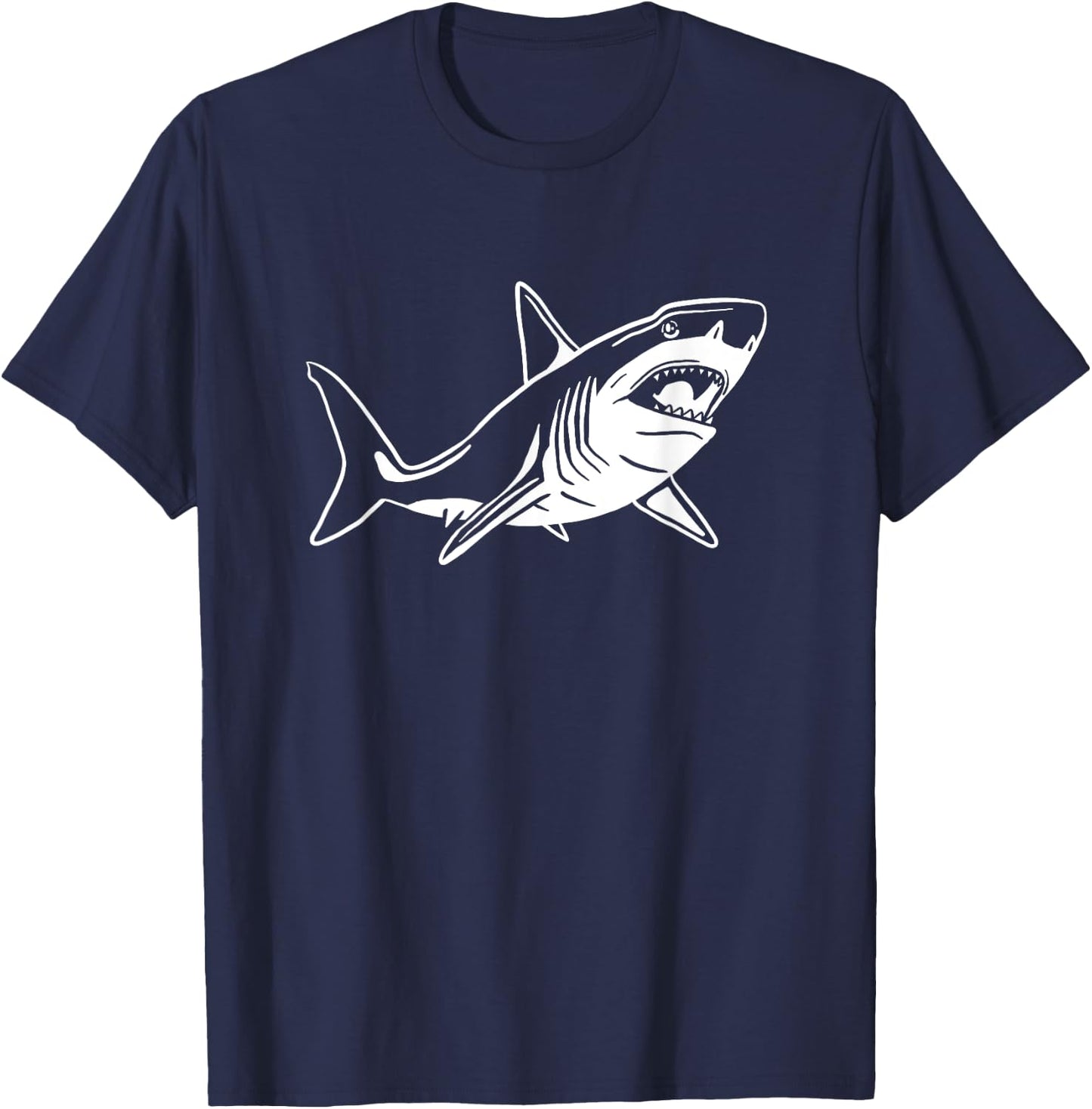 Shark Doodle Drawing / Shark Lover and Oceanic Life Fan T-Shirt - T-Shirt | Navy