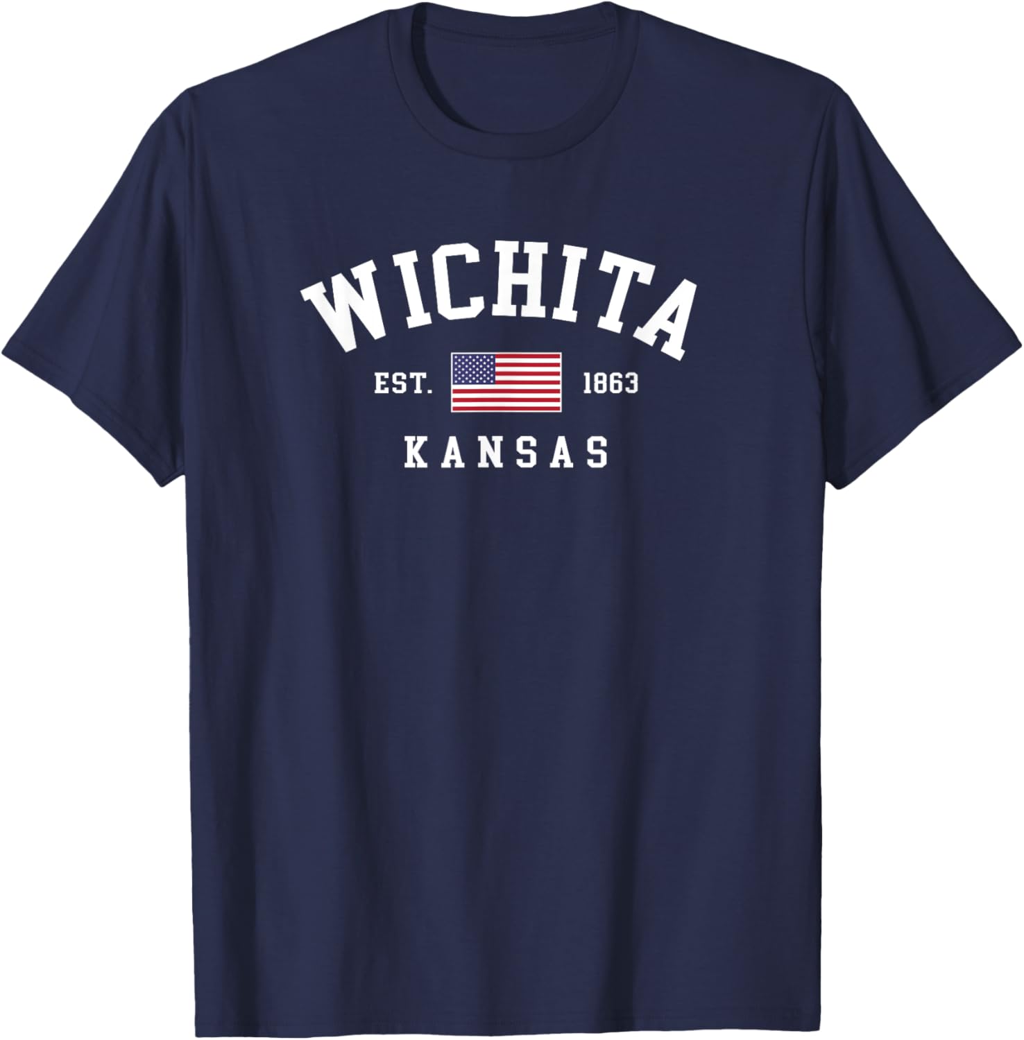 Vintage Wichita Kansas Souvenir July 4th US Flag Travel T-Shirt - T-Shirt | Navy
