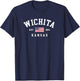 Vintage Wichita Kansas Souvenir July 4th US Flag Travel T-Shirt - T-Shirt | Navy