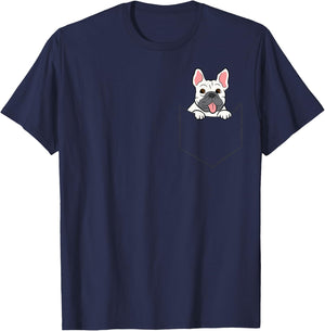 French Bulldog In A Pocket Cute Pocket French Bulldog T-Shirt - T-Shirt | Navy