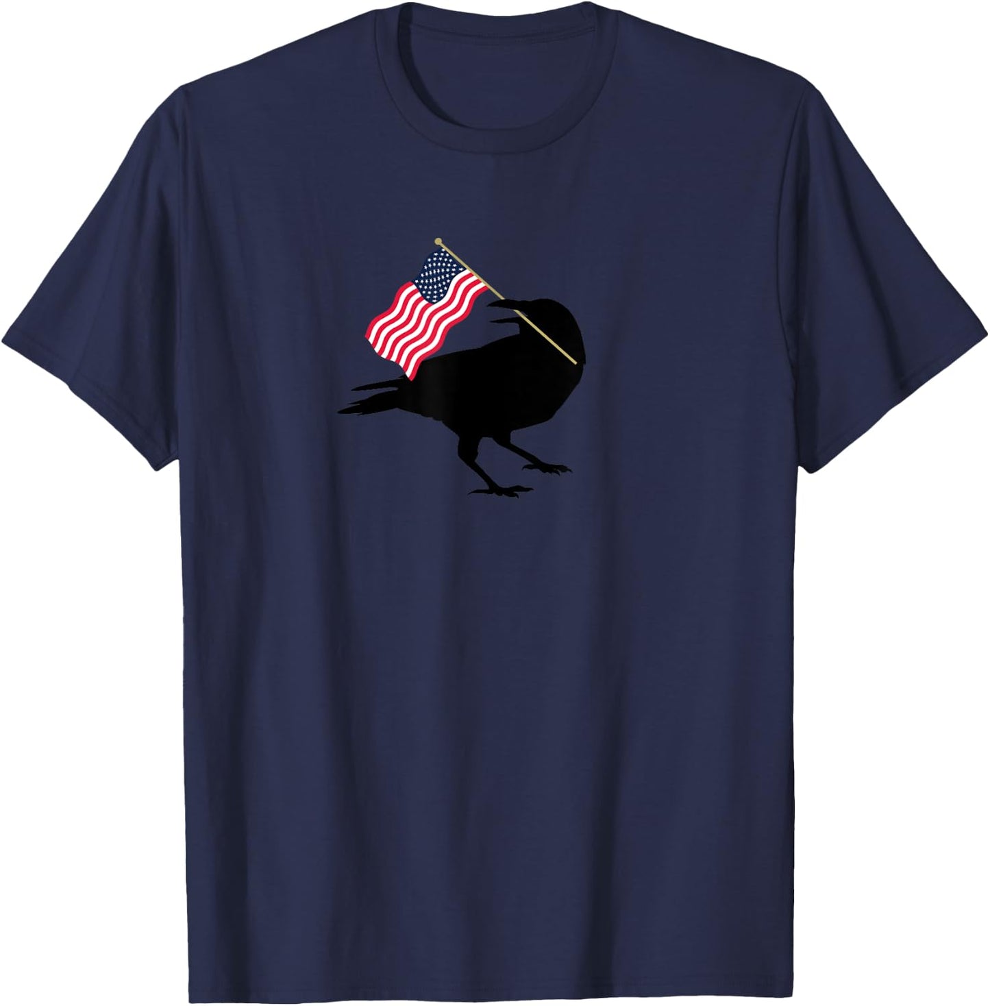 Patriotic Blackbird Crow with American Flag for Bird Lovers T-Shirt - T-Shirt | Navy