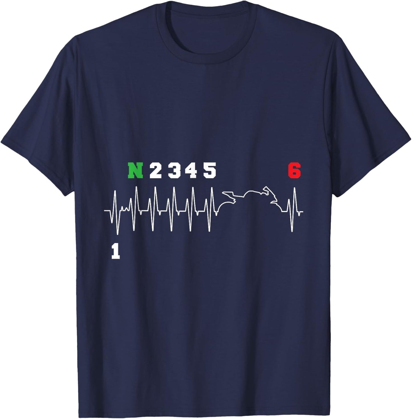 Motorcyclist Heartbeat ECG Motorcycle Bike Gearshift Biker T-Shirt - T-Shirt | Navy