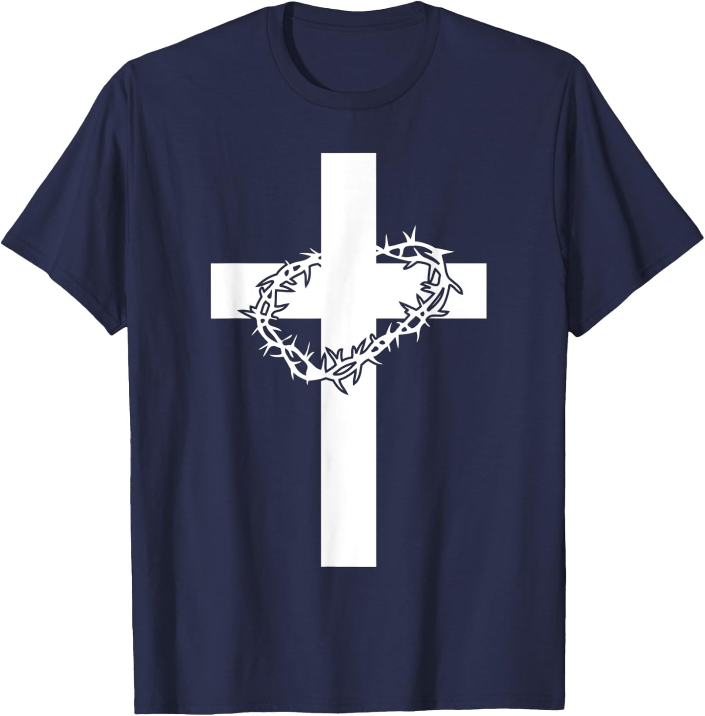 Cross Crown Of Thorns Jesus Christ Martyr Christianity T-Shirt - T-Shirt | Navy