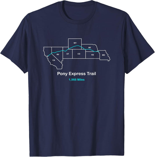 Route Map of Pony-Express Trail, National Historic Trail T-Shirt - T-Shirt | Navy