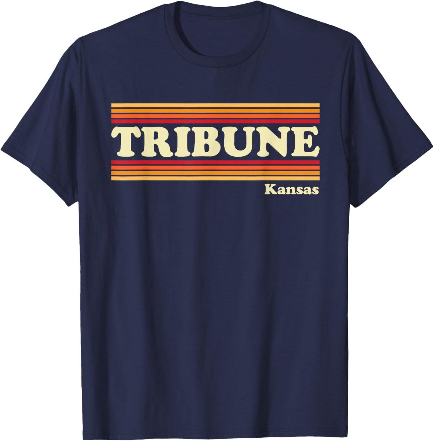 Vintage 1980s Graphic Style Tribune, Kansas T-Shirt - T-Shirt | Navy