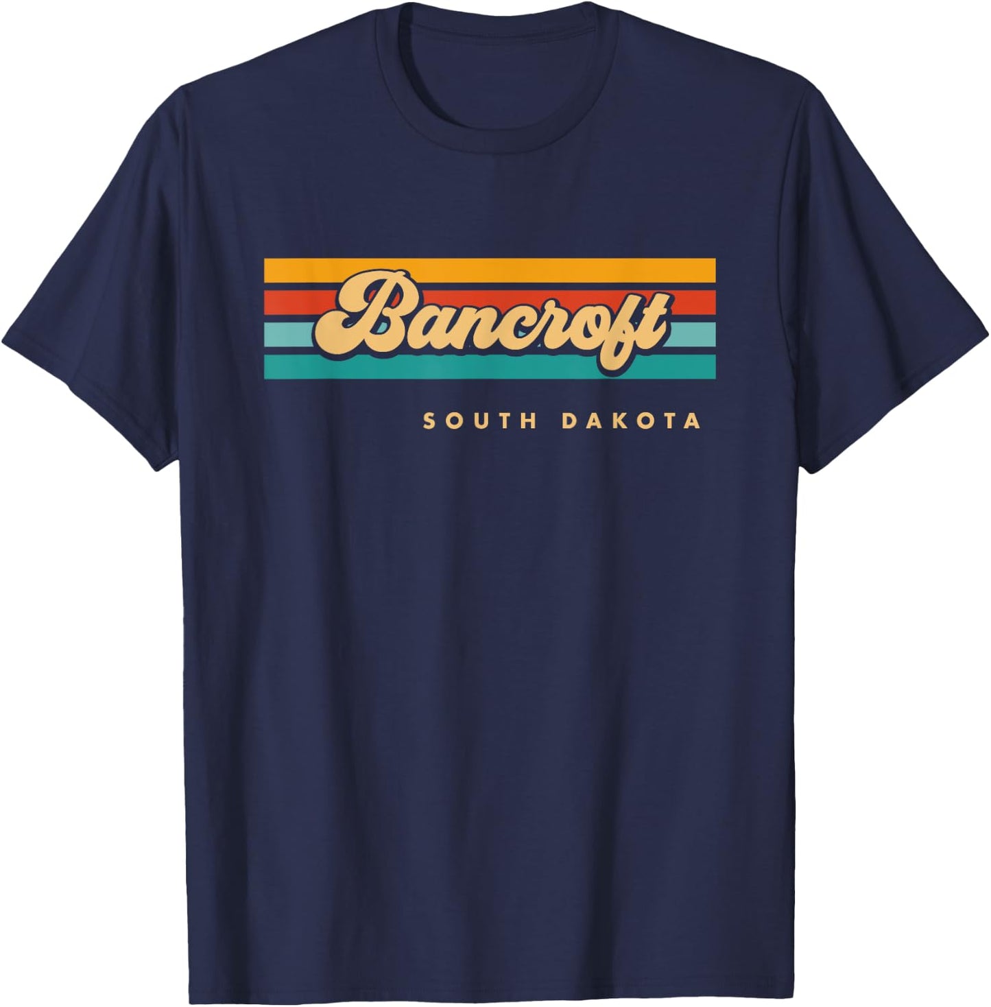 Vintage Sunset Stripes Bancroft, South Dakota T-Shirt - T-Shirt | Navy
