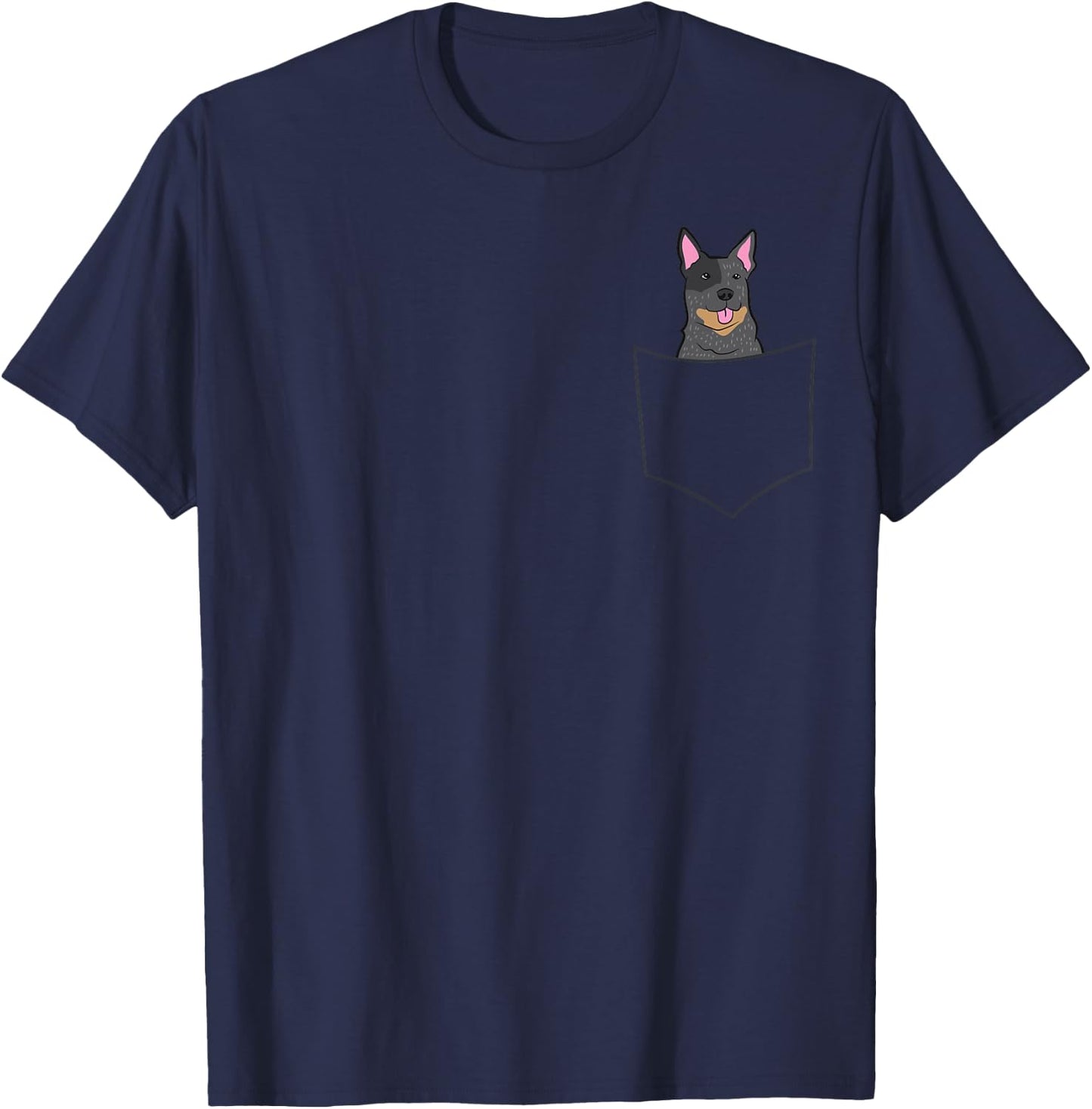 Blue Heeler Dog In The Pocket Australian Cattle Dog Heeler Men Women Girls Kids T-Shirt - T-Shirt | Navy
