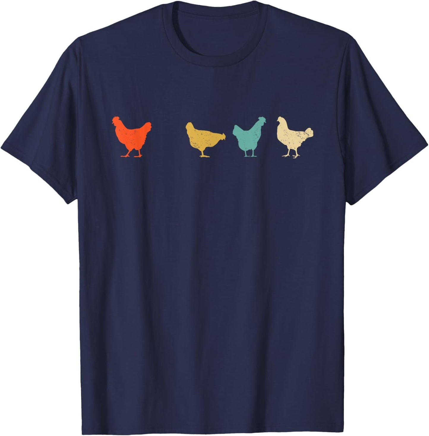 Vintage Chickens Funny Cute Farm Pet Owner Gift Men Women T-Shirt - T-Shirt | Navy
