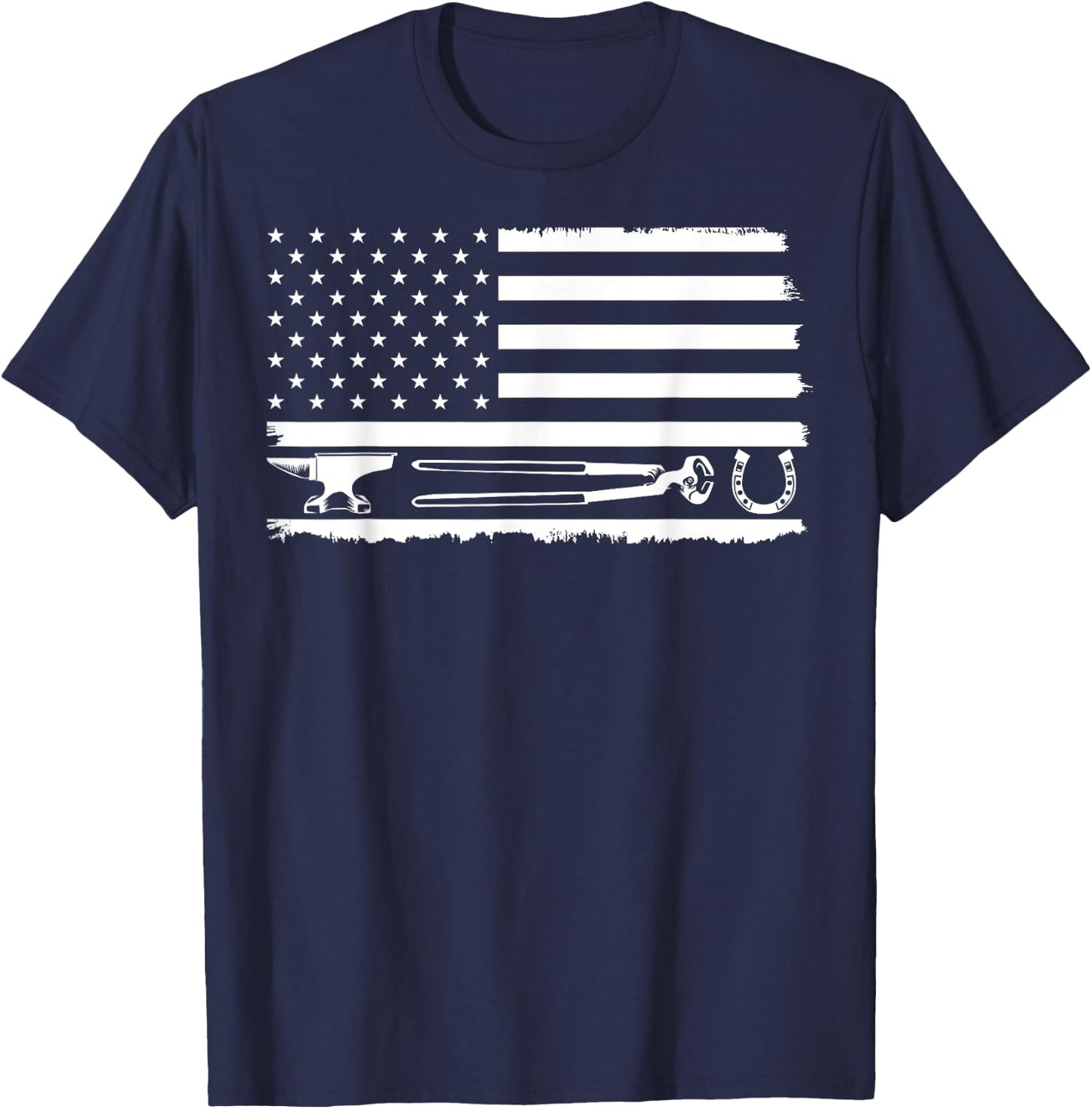 Funny Farrier Gift Cool Farrier Tools American Flag T-Shirt - T-Shirt | Navy