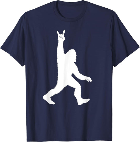 Funny Bigfoot Rock & Roll Sasquatch Believers Gift Men Women T-Shirt - T-Shirt | Navy