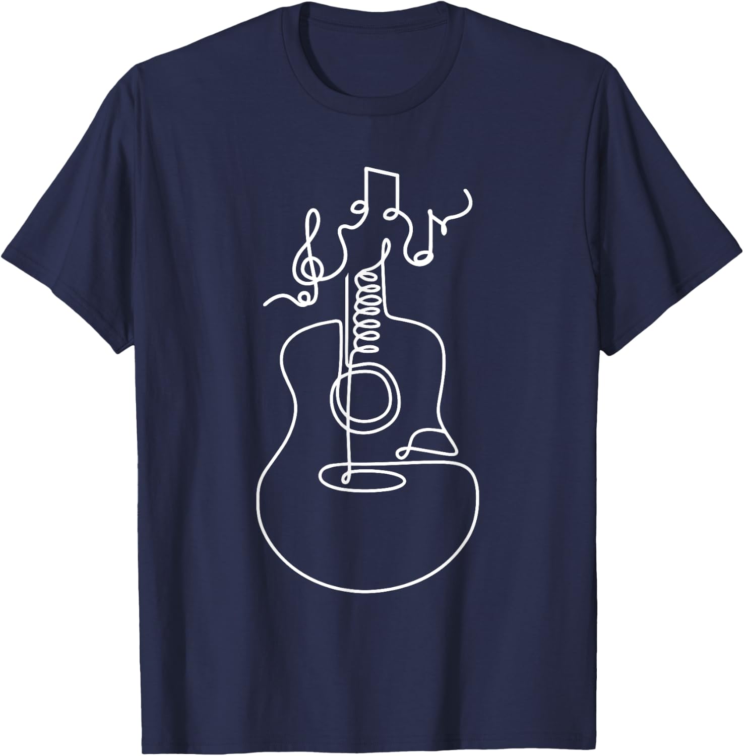 Music Guitar Line Art Abstract Minimalist Musician Gifts T-Shirt - T-Shirt | Navy