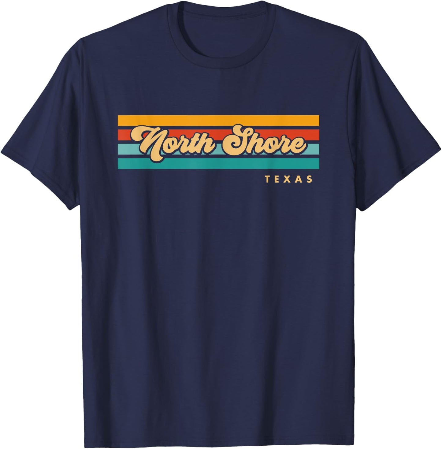 Vintage Sunset Stripes North Shore, Texas T-Shirt - T-Shirt | Navy