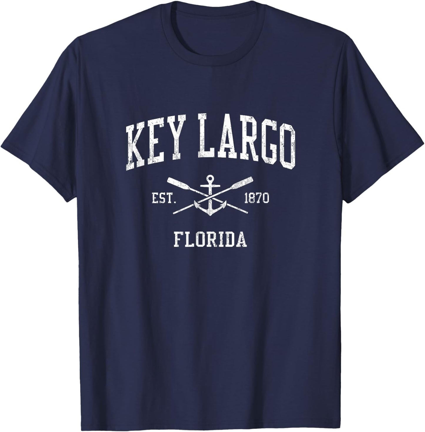 Key Largo FL Vintage Crossed Oars & Boat Anchor Sports T-Shirt - T-Shirt | Navy