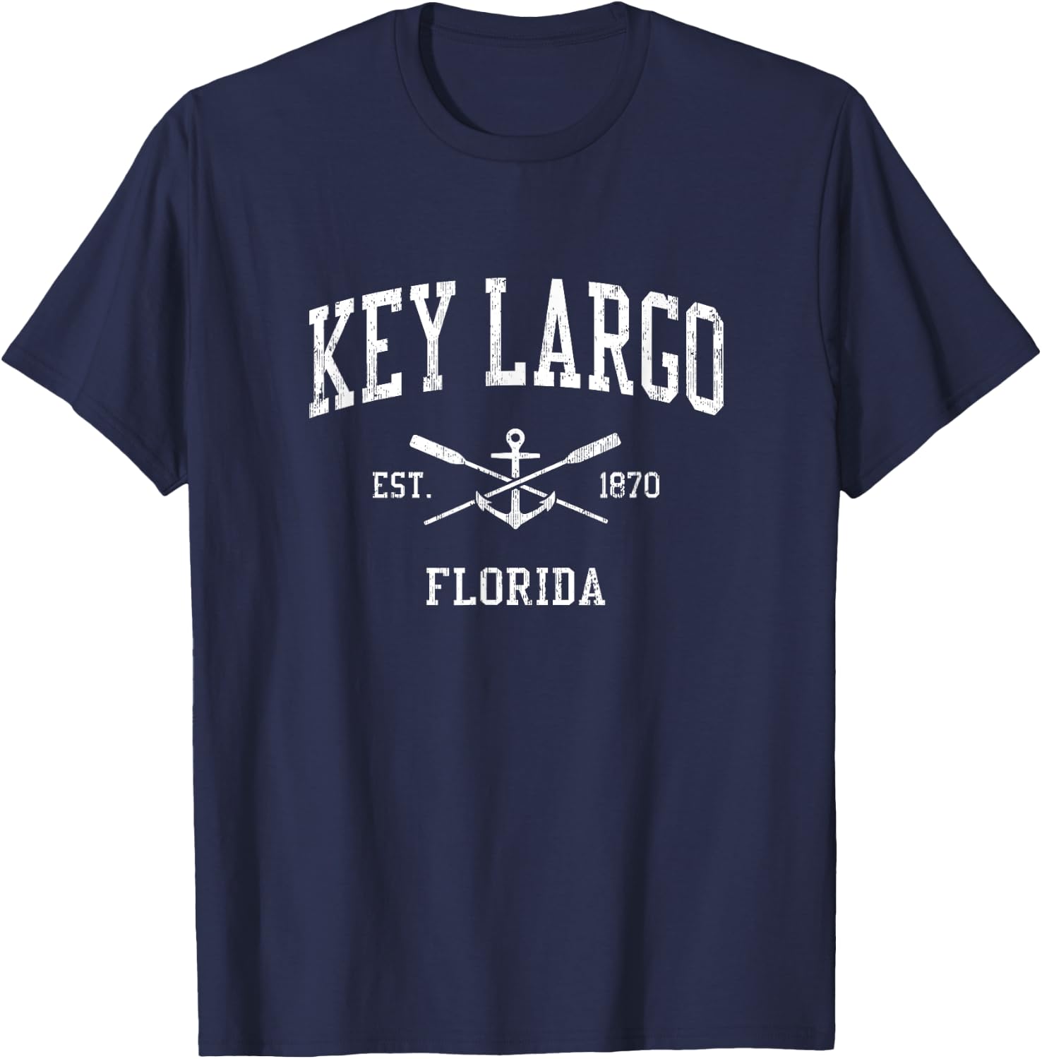 Key Largo FL Vintage Crossed Oars & Boat Anchor Sports T-Shirt - T-Shirt | Navy