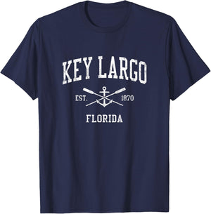 Key Largo FL Vintage Crossed Oars & Boat Anchor Sports T-Shirt - T-Shirt | Navy